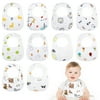 Qweryboo Baby Boy Muslin Cotton Cloth Drool Baby Bibs with Adjustable Snap, 10 Pieces