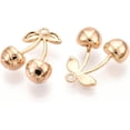 thumbnail image 2 of 2 Pcs Real 18K Gold Plated Brass Cherry Charms Cherry Pendants Jewel Real 18K Gold Plated Pendants for Women DIY Necklace Bracelet Earring Jewelry Craft Making 14x12x5mm Hole: 1.2mm, 2 of 3