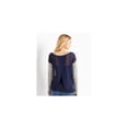 thumbnail image 2 of Aeropostale - Playera básica con espalda de tulipán transparente para mujer, azul, XS, 2 of 3