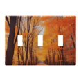 thumbnail image 2 of Dailycode Light Switch Plate Covers 2 Gang Wall Plate Plastics Outlet Covers for Kitchen Home Office Decor Fall Leaves with Forest, 2 of 8