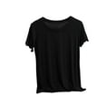 thumbnail image 2 of Timegard Pajamas Tops for Women Short Sleeve Round Neck Soft Comfy Homewear Summer Basic Pjs Shirts Top, 2 of 5