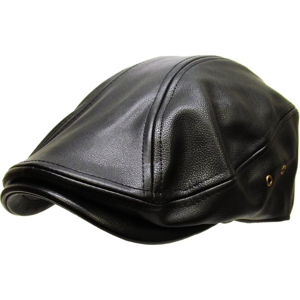 Black Classic PU Leather Newsboy Gatsby Ivy Hat Golf Driver Ascot