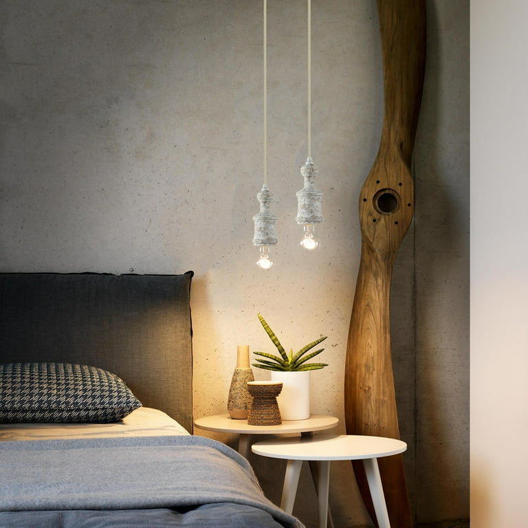 TOMIYA 1 Light Kitchen Island Plug in Swag Hanging Light Farmhouse Wood Pendant Light for Bedroom