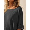 thumbnail image 5 of Women Crew‑Neck Oversized Short‑Sleeve T‑Shirt, Loose Drop‑Shoulder Side‑Slit Hem Casual Summer Tunic Blouse Tops, 5 of 15