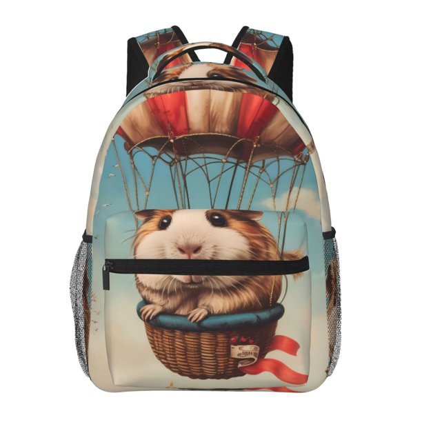 Easygdp Hot Air Balloon Guinea Pig Mochila Ergonómica Versátil para Laptop - Múltiples Bolsillos, Correas Ajustables, Unisex para Escuela, Viajes y Actividades al Aire Libre-One Size