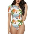 thumbnail image 2 of Goofa Gnome and Surfing Printed Women Rash Guard Short Sleeve,Tummy control Swimsuit Surfing Swimsuit Bathing Suit One Piece Swimsuit UPF 50-Small, 2 of 9