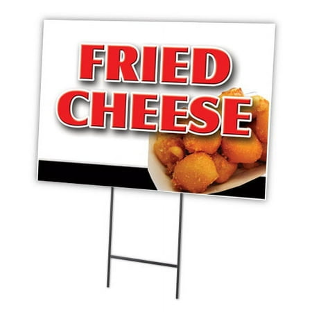 FRIED CHEESE 18"x24" Yard Sign & Stake | Advertise Your Business | Stake Included Image On Front Only | Made in The USA
