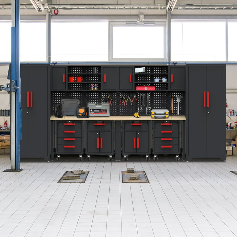HPDMC Metal Garage Storage Cabinet System 2 * 6-Pcs Workshop Set