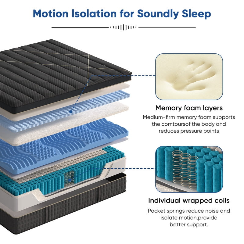 PARKWELL 12 inch King Mattress, Gel Memory Foam and Spring Hybrid Mattress, Medium Comfort King Size in a Box, Adult