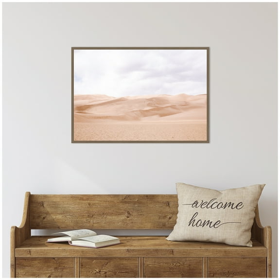 Kate and Laurel Desert Skies Framed Canvas Wall Art by Alicia Abla 33 x 23 Sylvie Dark Gold, Modern Contemporary, Landscapes, Nature Art for Wall Decor, Living Room Bedroom