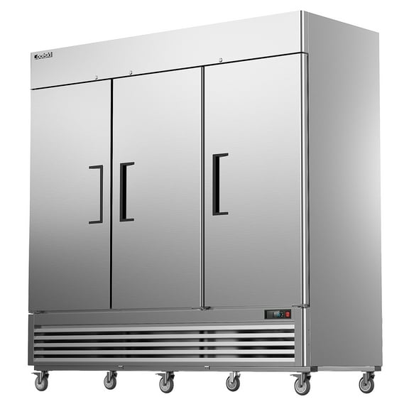 Coolski 82 Inch Commercial Refrigerator 3 Doors, Reach-In Refrigerator Fridge for Restaurants Bars Bakeries Stores Garages, 72 Cu.Ft. Large Capacity Auto Defrost Fan Cooling, ETL NSF Approved