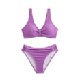 thumbnail image 4 of Women High Waisted Bikini Sets Tummy Control Swimsuits Color Block Two Piece Drawstring Bathing Suit Gibobby(S,Purple), 4 of 5