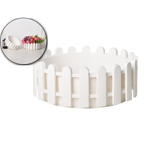 Plastic Decorative Flower Pot - Desktop Flower Pot Decoration - 7x3 Inch Fence Style Planter for Artificial Flowers and Indoor Plant Display
