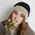 thumbnail image 3 of Mosey Women Winter Cap Baggy Contrast Color Elastic Anti-slip Regular Fit Warm Knitted Soft Cold Resistant Lady Beanie Outdoor Hat, 3 of 8