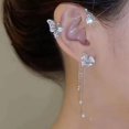 thumbnail image 4 of 2PCS Boucles d'Oreilles Clip Femmes Crochet Sans Trouée Rose Fleur Oreille Clip Os Clip Oreille Papillon, 4 of 5