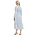 thumbnail image 5 of YM YOUMU Women Embroidered Dots V Neck Smocked Empire Waist Long Puff Sleeves Midi Chiffon Dress, 5 of 5