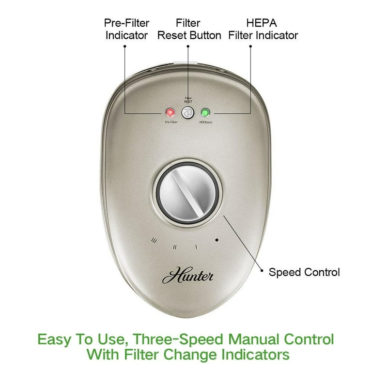Hunter HT1701 HEPA Air Purifier with Viro Silver Technology for Large Sized Rooms Champagne Gold White
