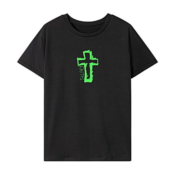 Camiseta para mujer Trajes de verano Camiseta de cuello redondo para viajes deportivos de playa en la calle Negro