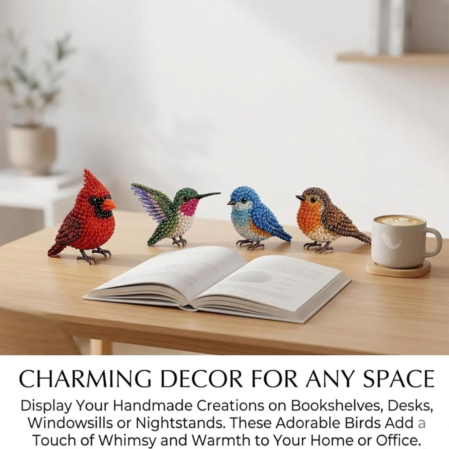Tiny 3D Beaded Bird DIY Kit, Easy DIY Beading Embroidery Kit with 4 Cute Designs, 2026 New 3D Animal Educational Craft Kit for Beginners and Craft Enthusiasts with Instructions Scissors Storage Box