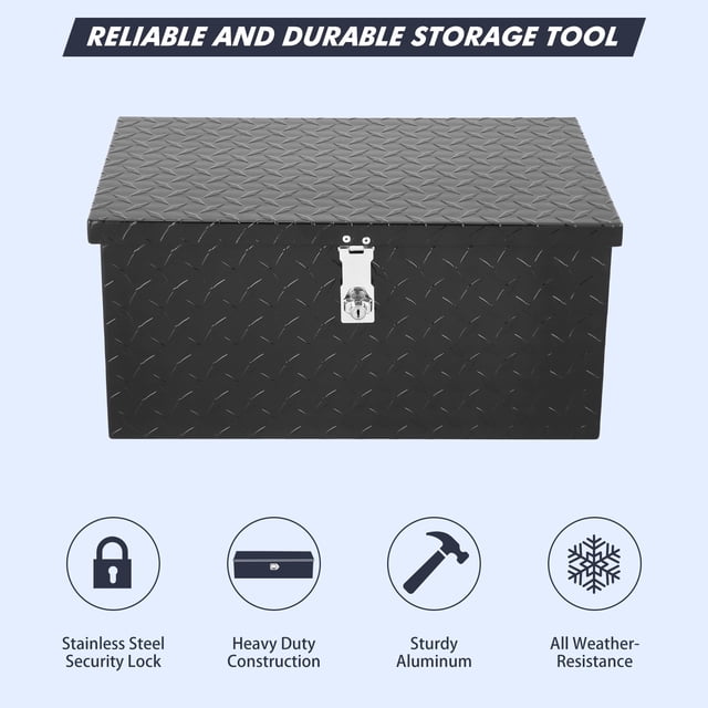 GloryStar Aluminum Truck Tool Box for Pickup Truck Bed RV Toolbox Truck Bed Toolboxes Heavy Duty Waterproof Truck Storage Organizer Chest with Handle and Lock