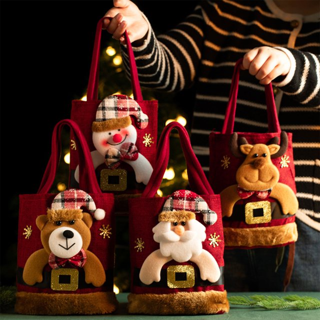 Xihbxyly Oferta Diaria Nueva Bolsa de Mano Navideña Bolsa de Regalo de Dulces de Nochebuena Bolsa de Regalo Pequeña de Mano para Niños