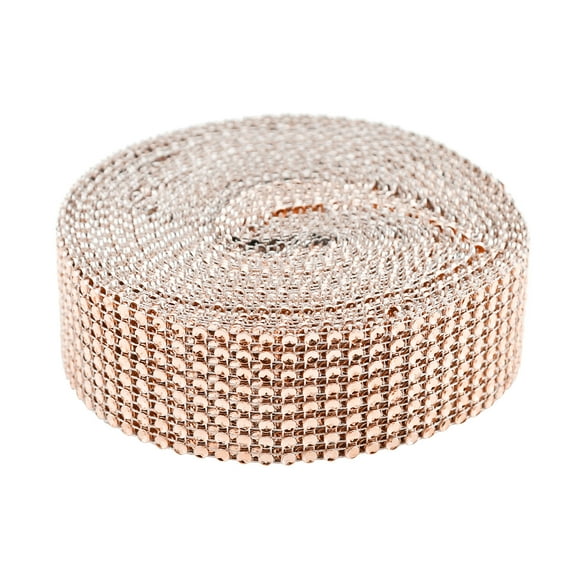 Rhinestone Ribbon,Rhinestone Trim,10 Yard Acrylic Rhinestone Diamond Mesh Ribbon Wrap, Silver Acrylic Bling Diamond Wrap Ribbon for DIY, Wedding Decorations, Cake, Birthday Party(Rose Gold)