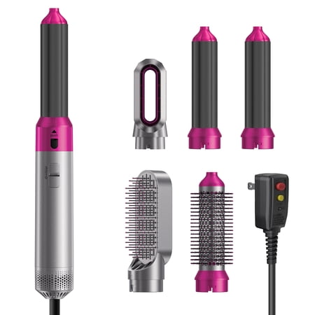 5 in 1 Hot Air Brush Hair Dryer Air Styler - 1000W Fast Drying, Curling, Straightening with Ceramic Coating & Negative Ion
