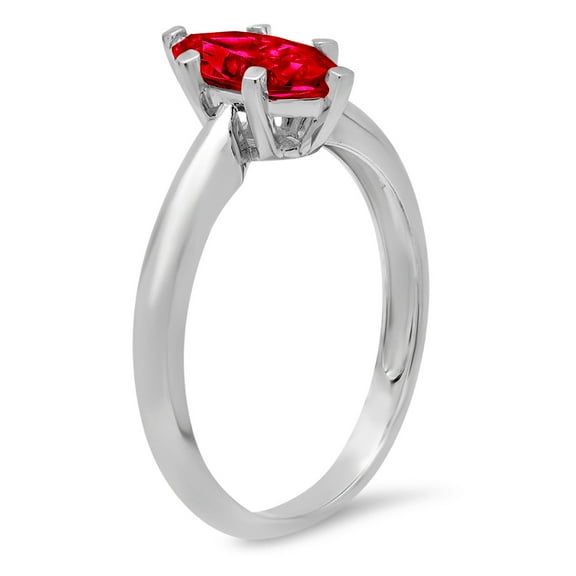 1.5 ct Marquise Cut Simulated Ruby Solitaire Engagement Ring for Women in 14K White Gold