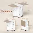 thumbnail image 3 of HOMCOM Foldable Dining Table, Drop Leaf Table on Wheels, White and Oak, 3 of 10