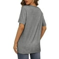 thumbnail image 4 of Womens Tops Women's T-Shirt V Neck Short Sleeve Solid Color Casual Loose T-Shirt Top, 4 of 7