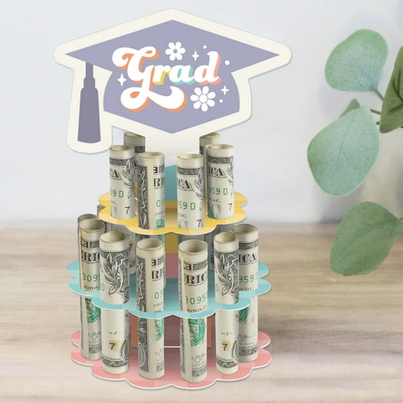 Big Dot of Happiness Groovy Grad - DIY Hippie Graduation Party Money Holder Gift - Cash Cake