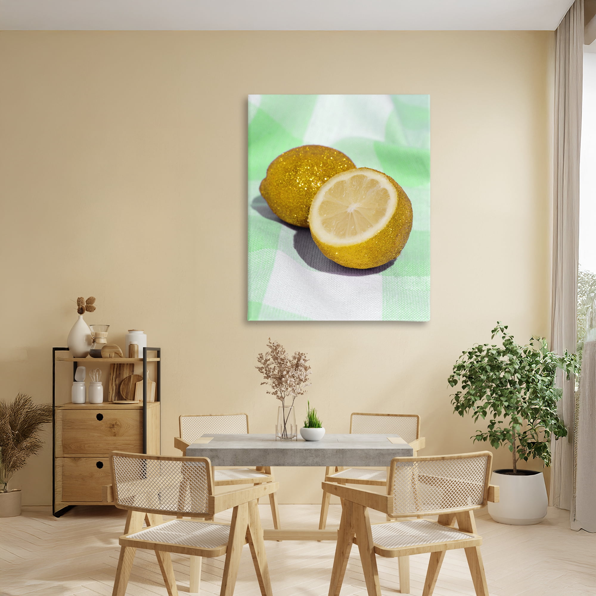 Stupell Industries Glimmer Lemon on Green Canvas Wall Art, design by LISH Creative