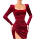 thumbnail image 1 of Mini vestido de cintura doblada con cuello cuadrado sexy de temperamento de invierno para mujer Fridja  qw584, 1 of 9