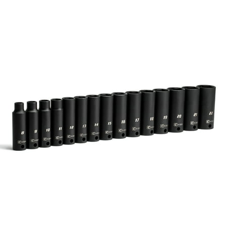UPC: 0886352534086 | Capri Tools 3/8 in. Drive Deep Impact Socket Set  Metric  8 to 22 mm  15-Piece