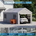 thumbnail image 6 of Sunmthink 10x20ft Heavy Duty Carport Canopy, Portable Outdoor Garage with Removable Sidewalls & Roll-Up Doors, All-Weather Car Shelter for Cars, Boats, Trucks and Tools Storage, Gray, 6 of 9