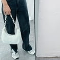 thumbnail image 4 of Fashion Women Hobos Shoulder Underarm Bag Autumn Winter Plush Pure Color Handbag, 4 of 6