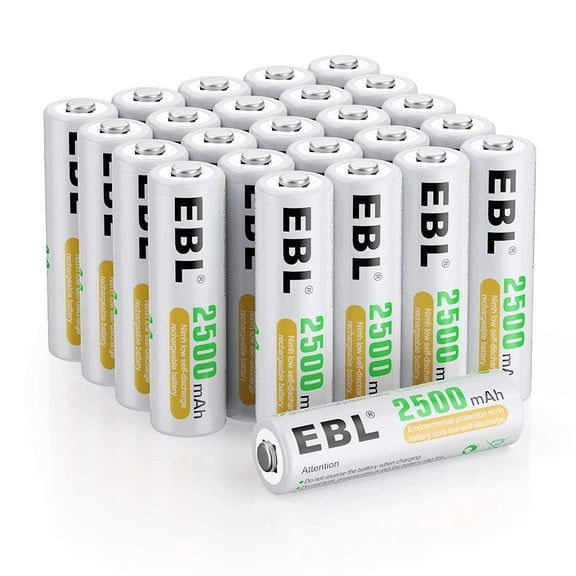 EBL AA Rechargeable Batteries 1.2V 2500mAh High Performance Pre-Charged AA Batteries - 24 Pack