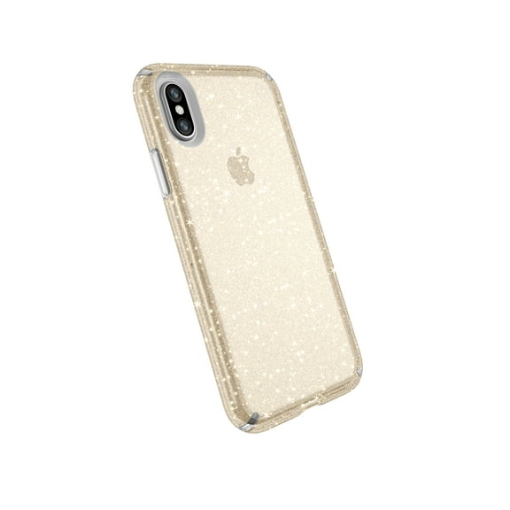 Speck Presidio Clear with Glitter for iPhone X, Clear with Gold Glitter