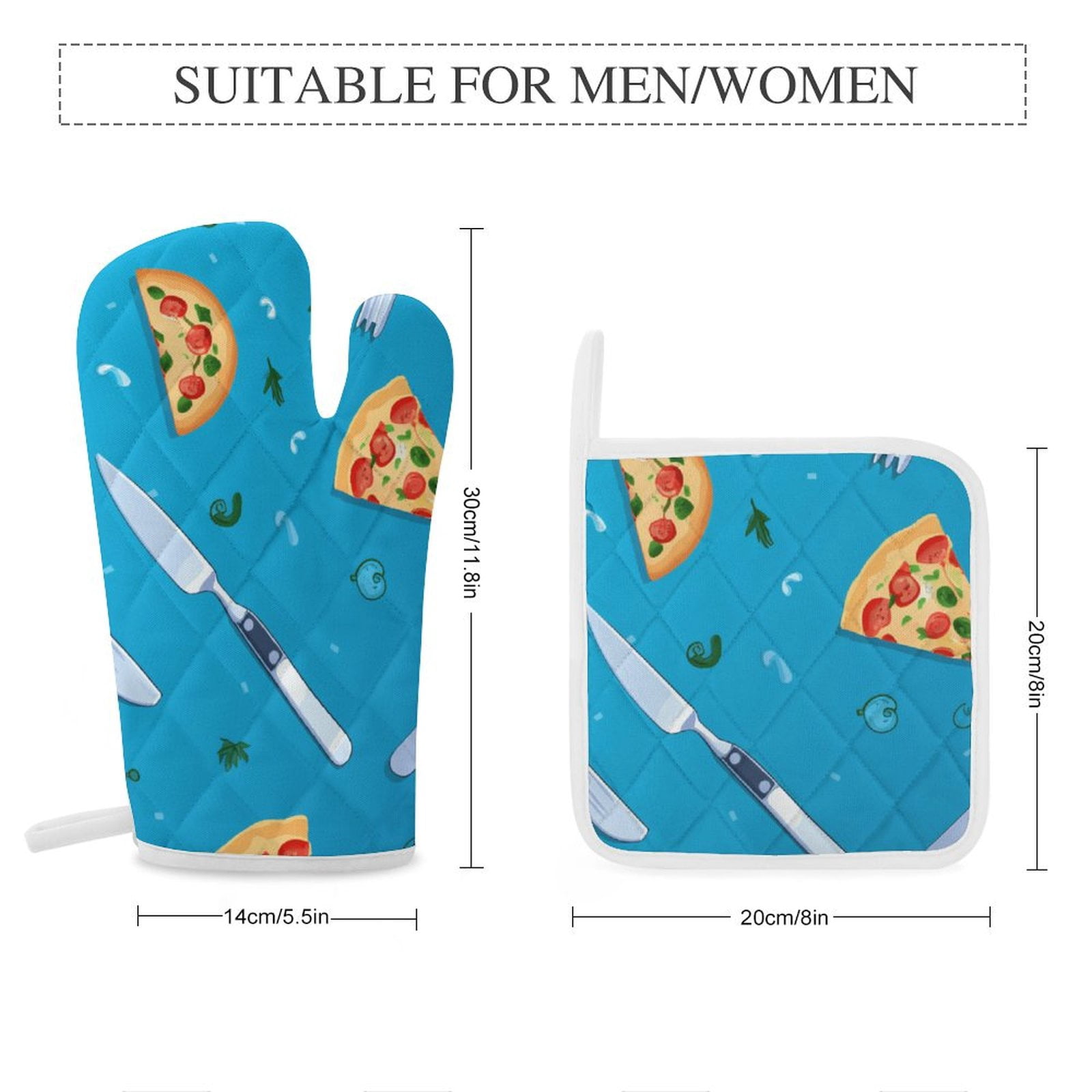 Fun Pizza Insulated Gloves And Pot Mats (four Piece Set)