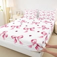 thumbnail image 3 of Homewish Kawaii Bow Ribbon Full Size Sheets, Pink Watercolor Bed Sheets, Teens Kids Girls Women Sheet Sets, Lightweight Room Decor, 4 Pieces, 3 of 7
