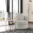 thumbnail image 3 of Lexicon Contemporary Wood Swivel Chair in Beige Chenille, 3 of 6