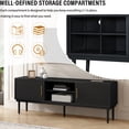 thumbnail image 4 of Stylish Tv Console With Contemporary Vertical Striped Doors, Space Sliding Door, Solid Wood Legs, 70-79 Inches Fit Stand Fashionable Feature, Robust, 4 of 5