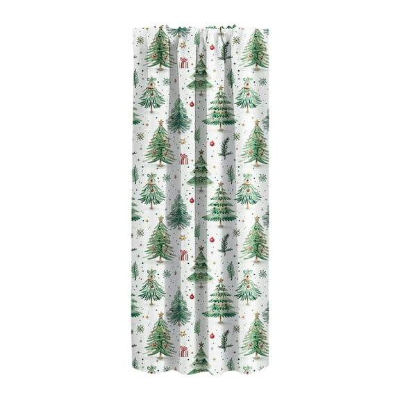 Christmas Curtains, Kitchen Curtains, Christmas forest Short Curtains with Green Tree Pattern, Polyester Material, 140x70cm Size, Sunshade Curtains, Partition Curtains, Easy Installation