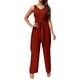 thumbnail image 2 of Mono sin mangas con cuello en V y pierna ancha para mujer - Mono con cintura ajustable para llevar en verano en ocasiones informales, 2 of 5