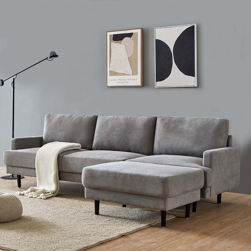 Lowestbest 104" Modern Fabric Sofa L Shape, 3 Seaters