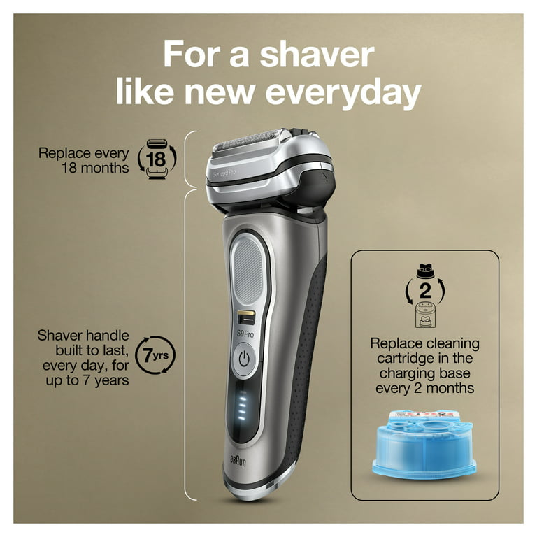 Braun Series 9 Pro 9465cc Rechargeable Wet Dry Men's Electric Shaver with  Clean Station, Noble Metal
