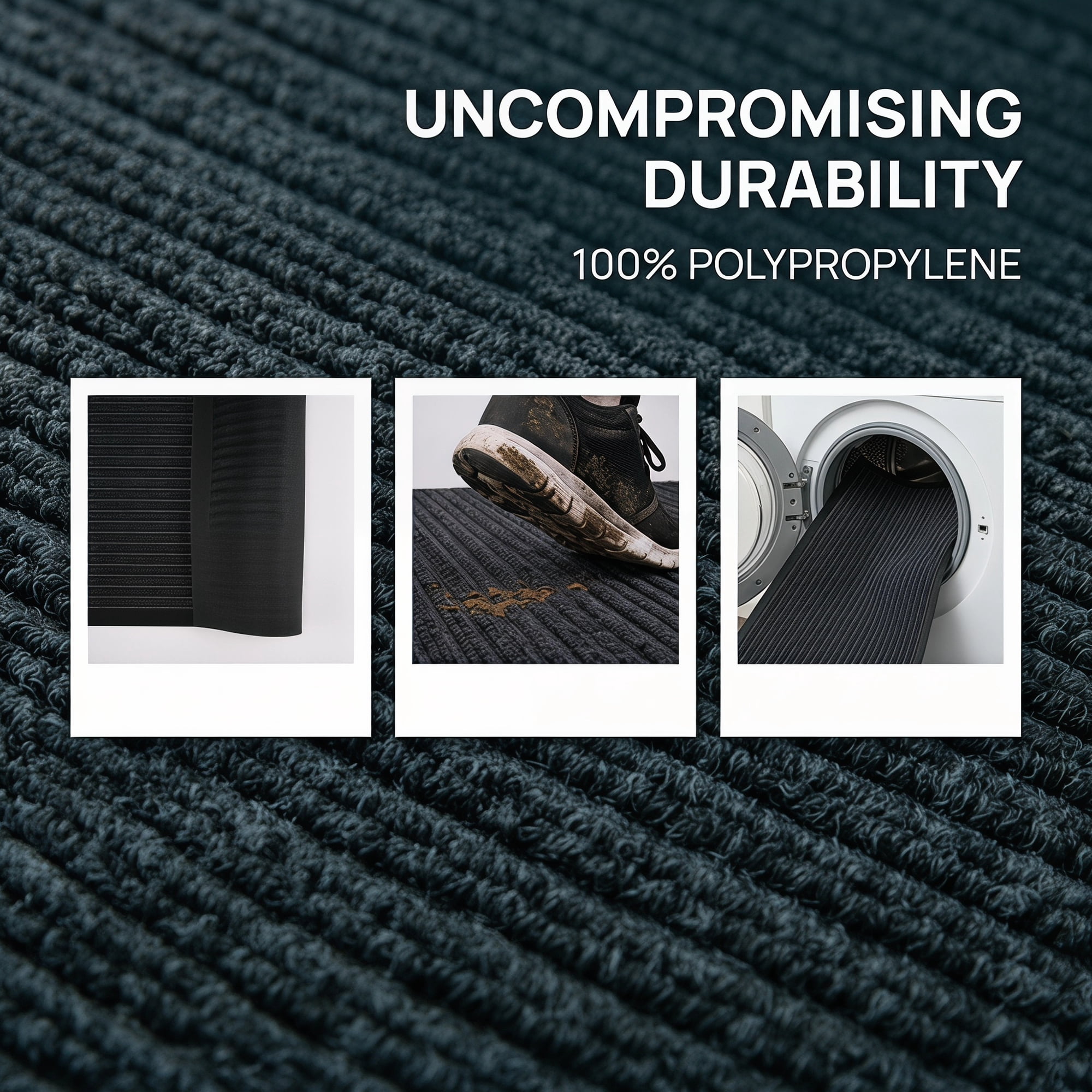 Unique Bargains Waterproof Non-Slip Geometric Scraper Mat Grey Stripe 30" x 18"