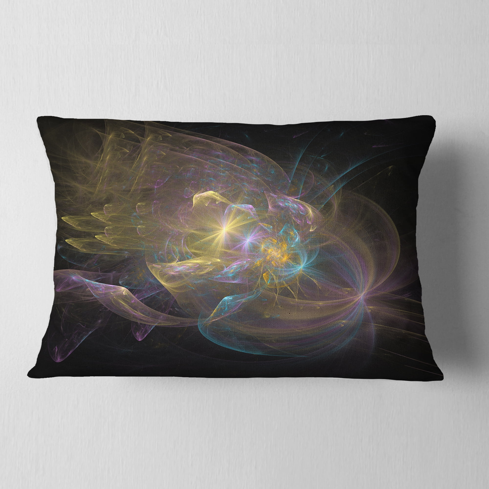 Designart Fractal Background Bright Glare - Abstract Throw Pillow - 12x20