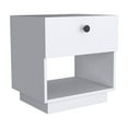 thumbnail image 4 of LiviNest Single Drawer Nightstand 19"H with Open Storage Shelf, White - Compact Bedside Table for Small Bedrooms, Bedroom Furniture, 4 of 6