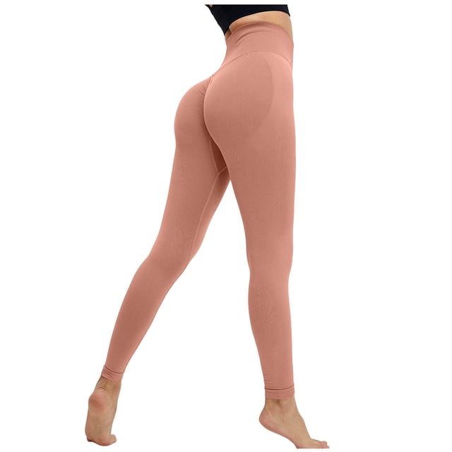 Leggings de yoga de cintura alta para mujer - Levantan las caderas, pantalones deportivos sin costuras - Bolsillos ocultos, nailon elástico y spandex - Diseño de trasero abombado para hacer ejercic